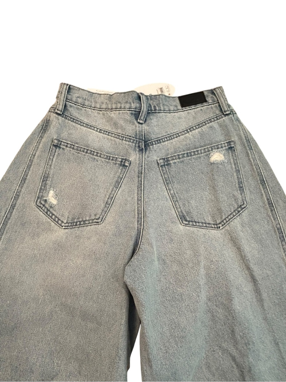 Scoop Baggy Barrel Seamed Light Wash Distressed Wide Leg Women’s Jeans 0 NWT - Picture 5 of 14